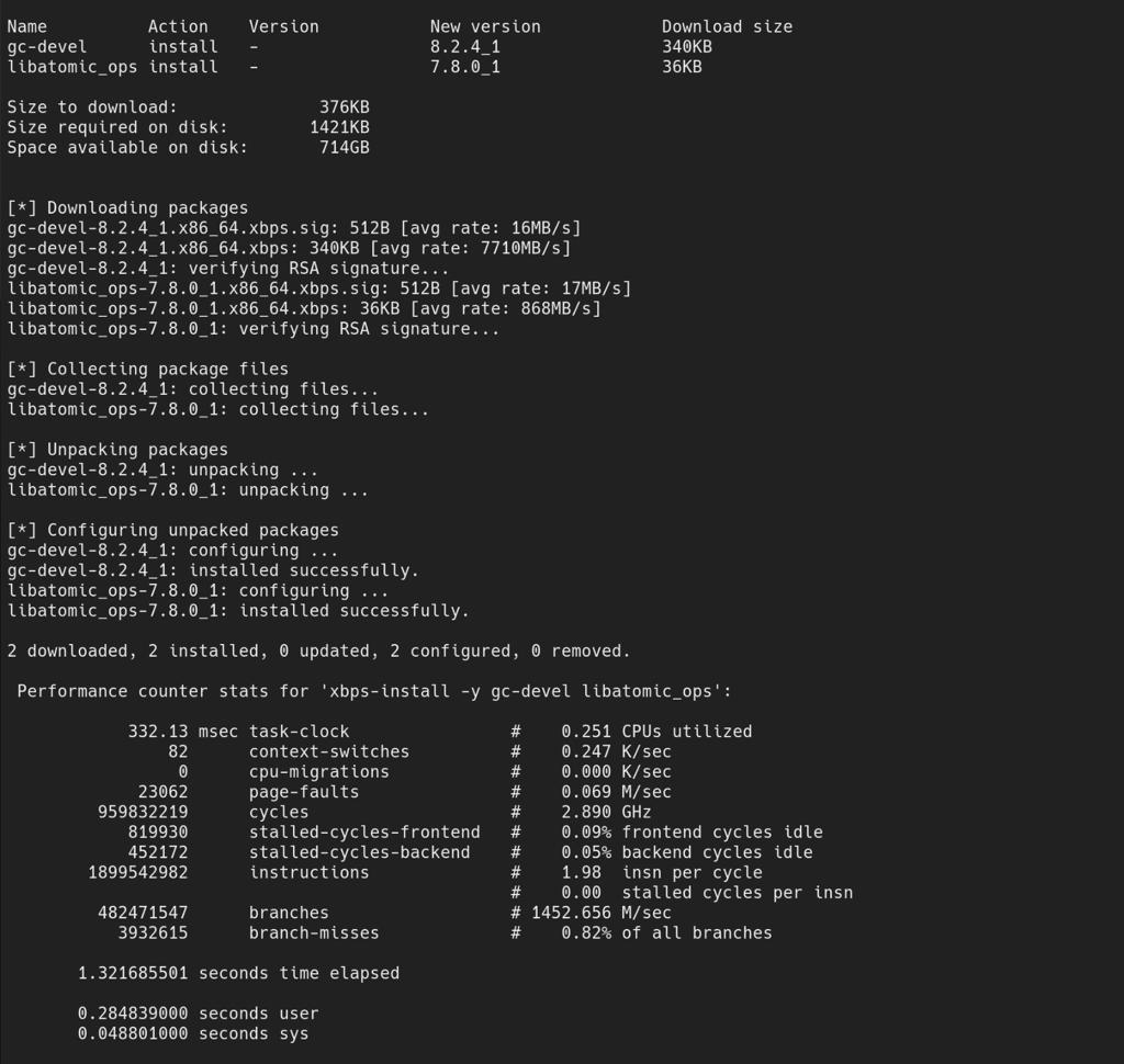 xbps benchmark with remote package