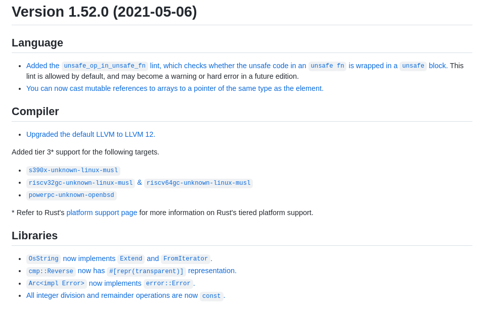 rust v1.52 change logs